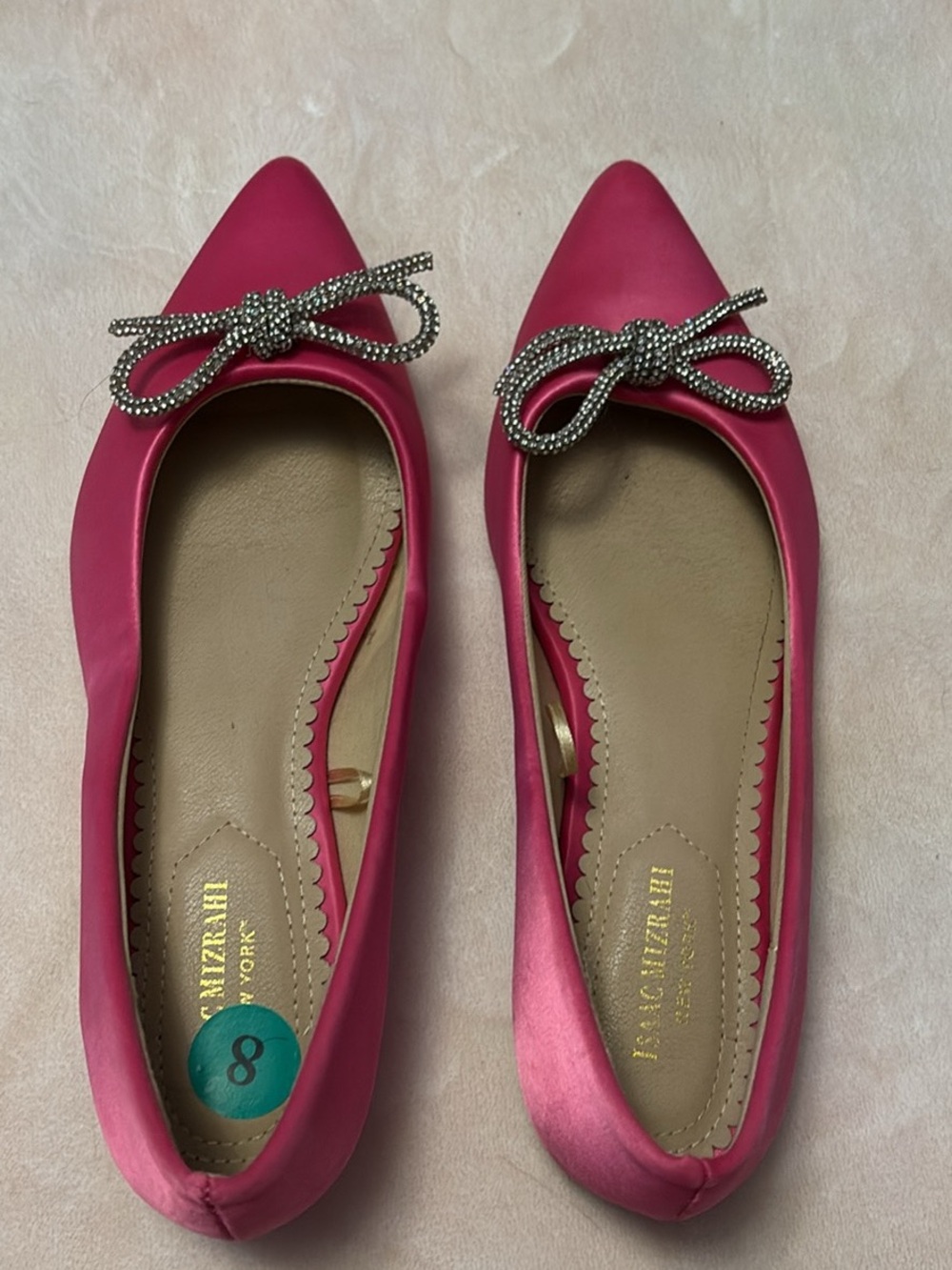 Pink Pointed Toe Bow Flats